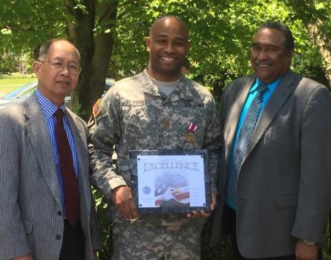 (Left to Right) Mr. Glenn Maravillas, Deputy Project Lead DLS, MAJ Mike Alabre, Assistant Product Manager, and Mr. Stanley Davis, Project Lead DLS.