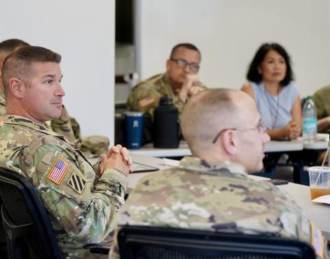 Photo of AIE leaders meeting Ohio National Guard recruiters on July 26, 2024